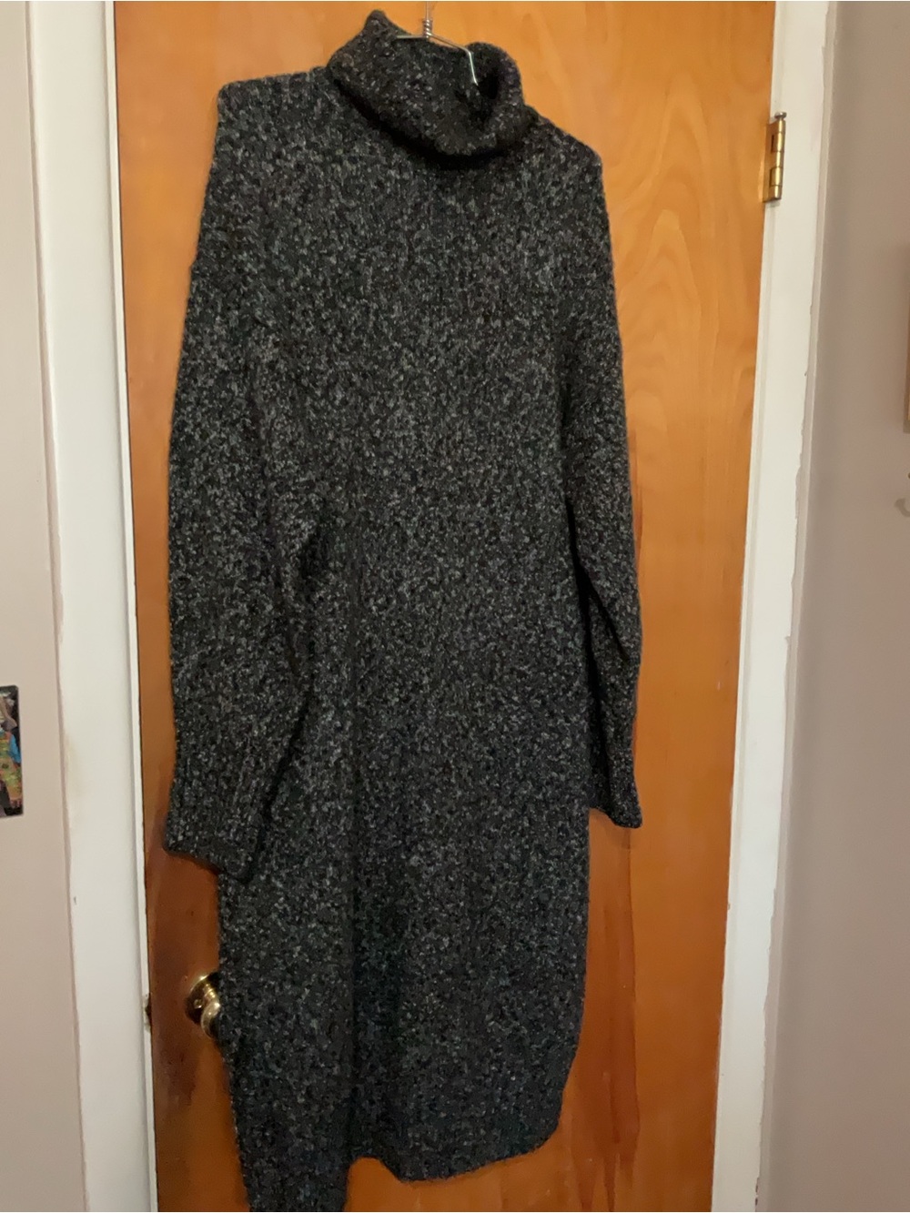Charcoal Gray Turtleneck Sweater Dress